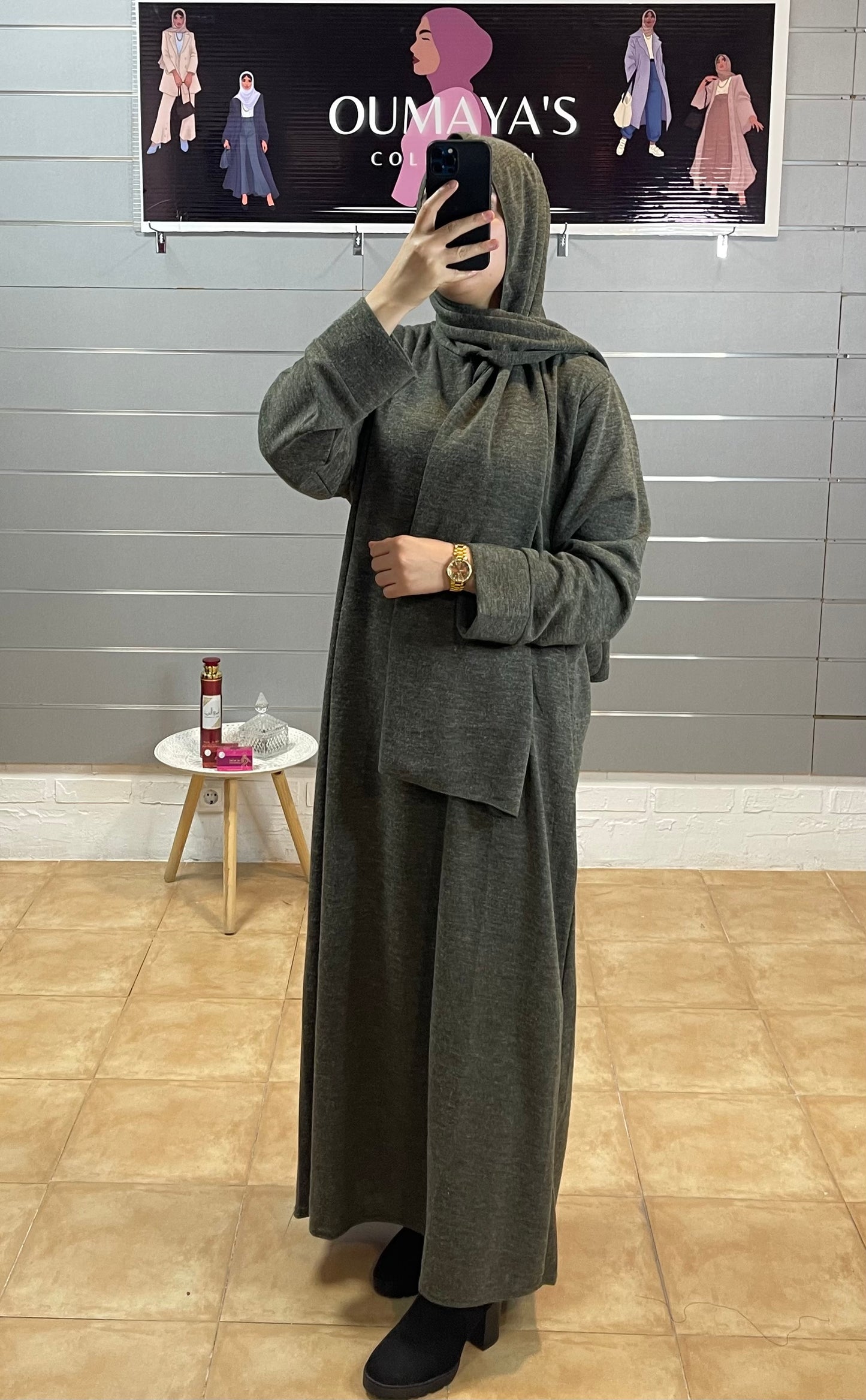 Abaya con velo Invierno